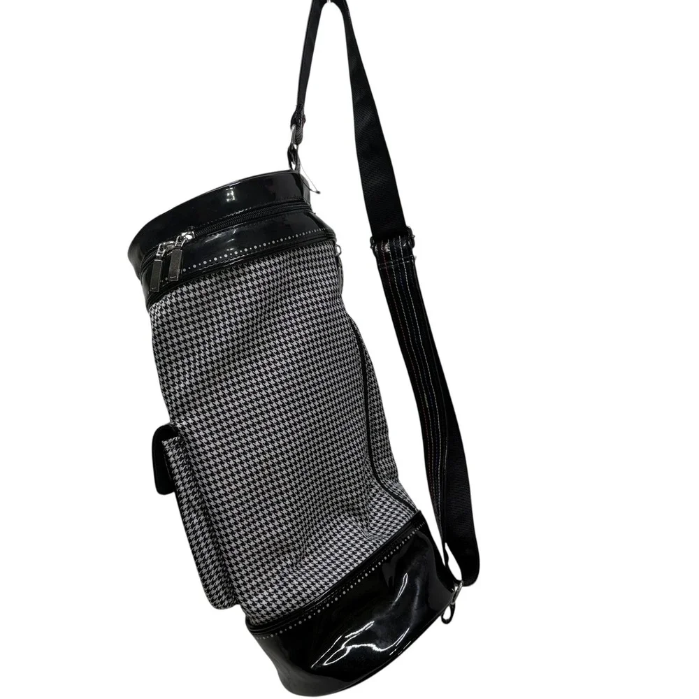 Nike Houndstooth Cylinder Crossbody Bag Black White TG0071-061 Y2K Patent Trim